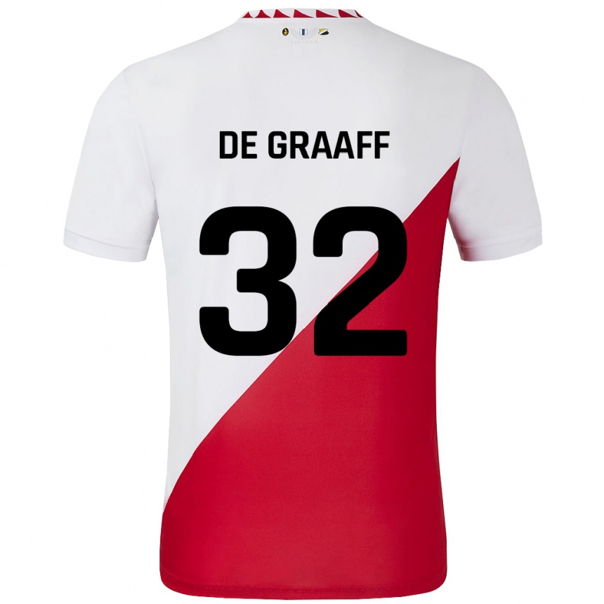 Kids Football Tom De Graaff #32 White Red Home Jersey 2024/25 T-Shirt