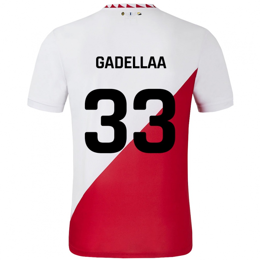 Kids Football Kevin Gadellaa #33 White Red Home Jersey 2024/25 T-Shirt