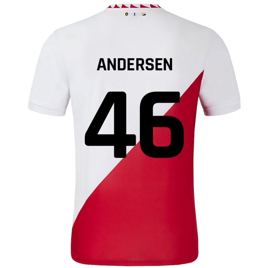 Kids Football Silas Andersen #46 White Red Home Jersey 2024/25 T-Shirt