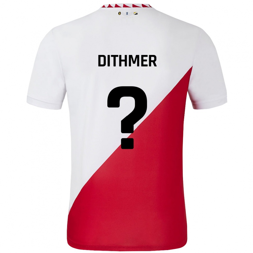 Kids Football Andreas Dithmer #0 White Red Home Jersey 2024/25 T-Shirt