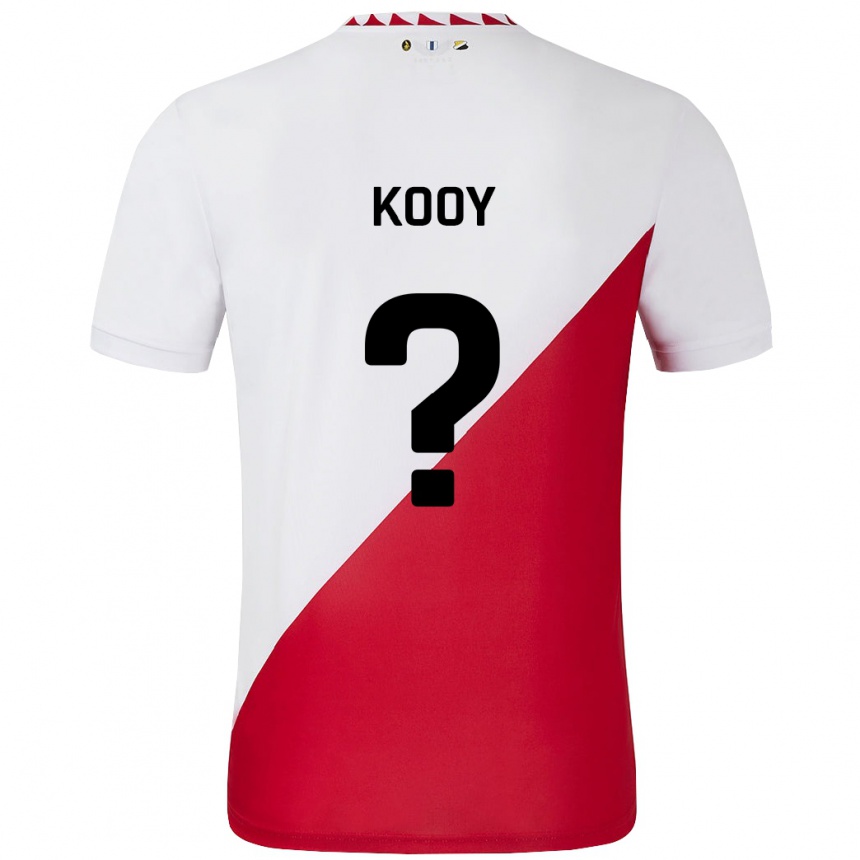 Kids Football Wessel Kooy #0 White Red Home Jersey 2024/25 T-Shirt