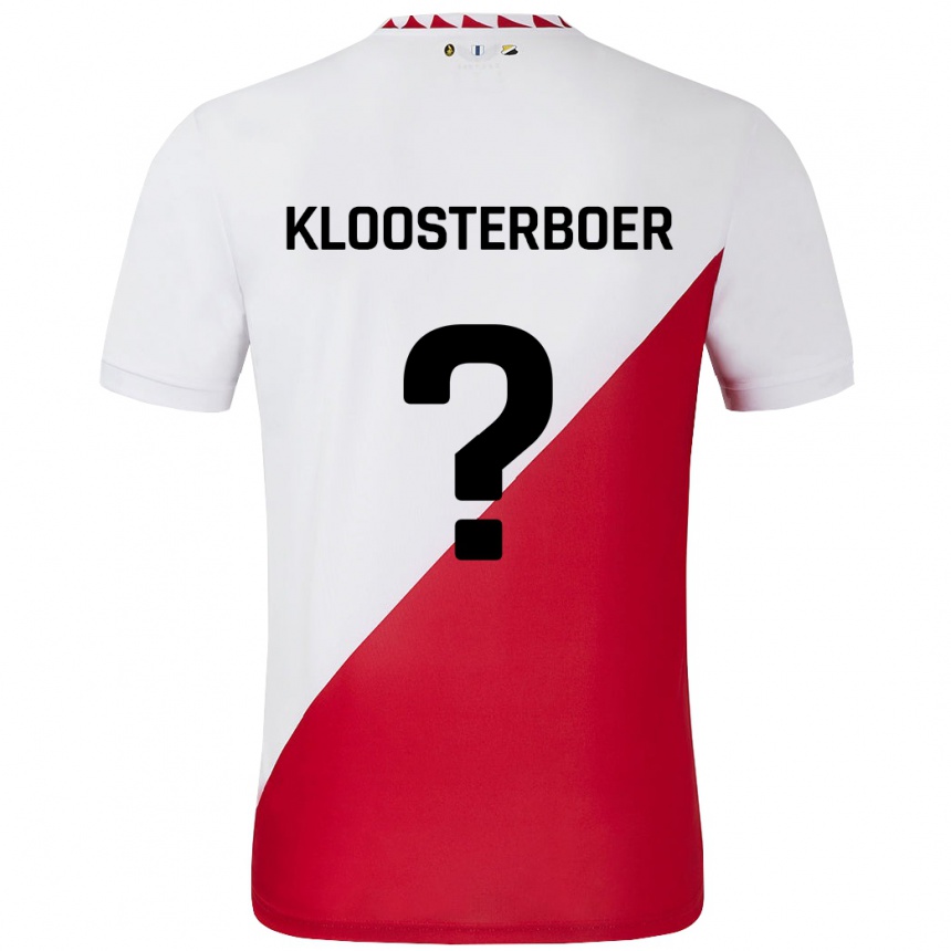 Kids Football Per Kloosterboer #0 White Red Home Jersey 2024/25 T-Shirt