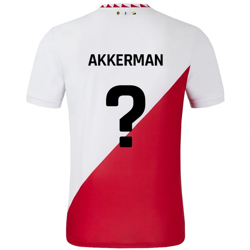 Kids Football Mees Akkerman #0 White Red Home Jersey 2024/25 T-Shirt