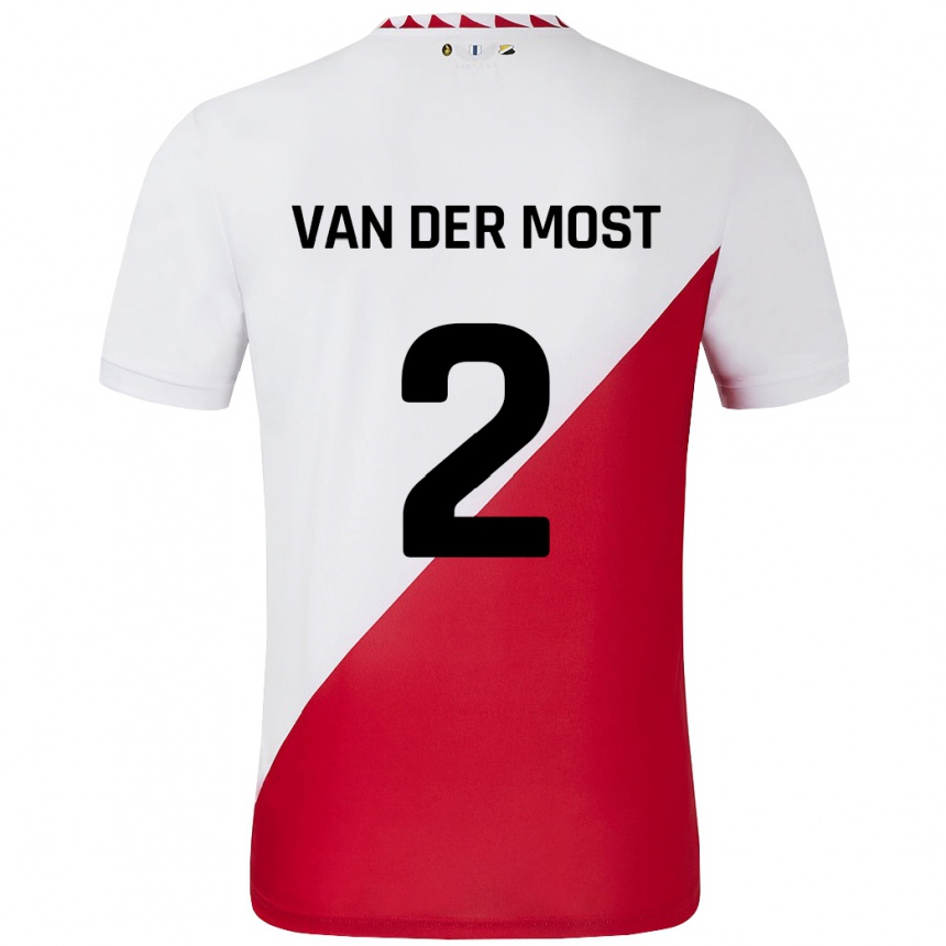 Kids Football Liza Van Der Most #2 White Red Home Jersey 2024/25 T-Shirt