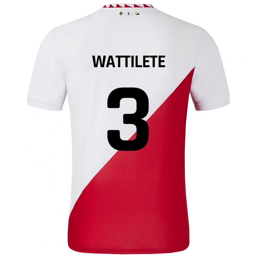 Kids Football Julia Wattilete #3 White Red Home Jersey 2024/25 T-Shirt