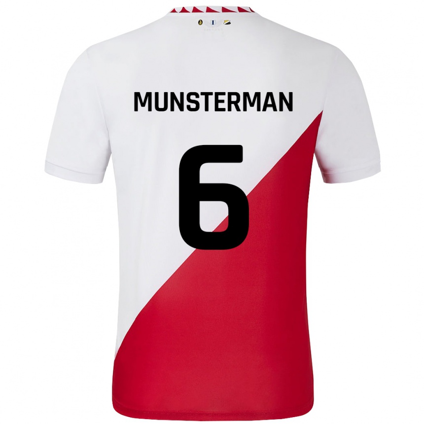 Kids Football Marthe Munsterman #6 White Red Home Jersey 2024/25 T-Shirt