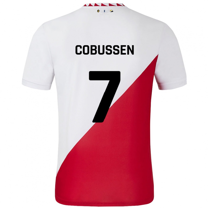 Kids Football Sophie Cobussen #7 White Red Home Jersey 2024/25 T-Shirt