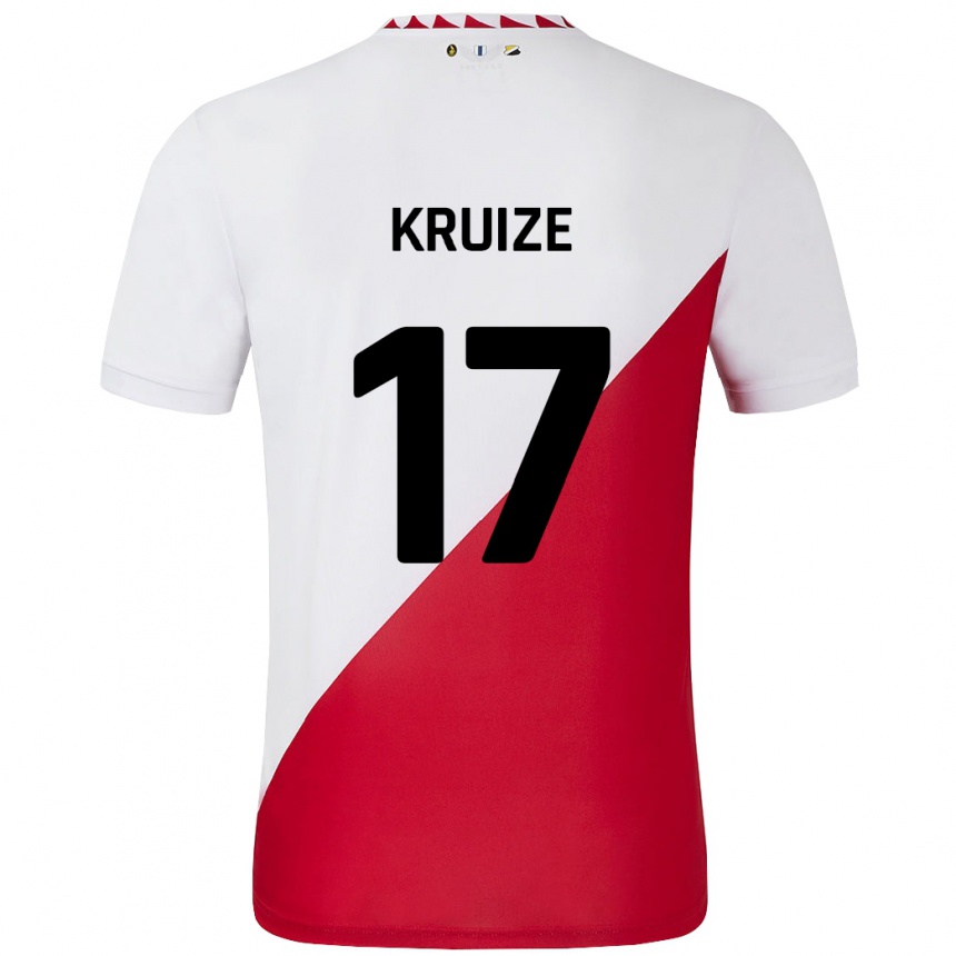 Kids Football Elisha Kruize #17 White Red Home Jersey 2024/25 T-Shirt