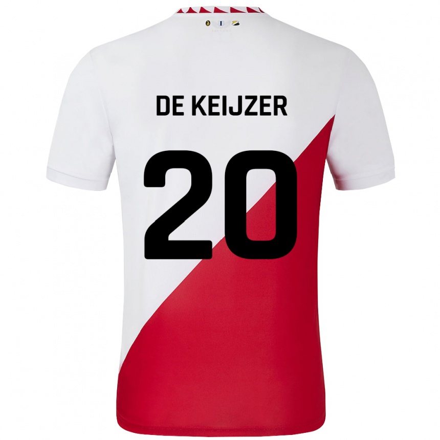 Kids Football Lotje De Keijzer #20 White Red Home Jersey 2024/25 T-Shirt