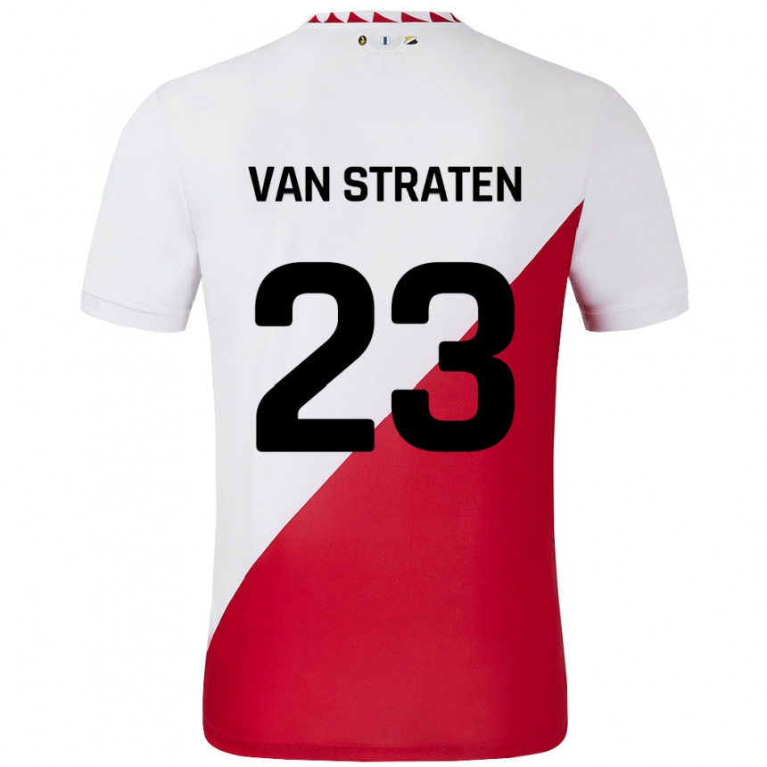 Kids Football Dieke Van Straten #23 White Red Home Jersey 2024/25 T-Shirt