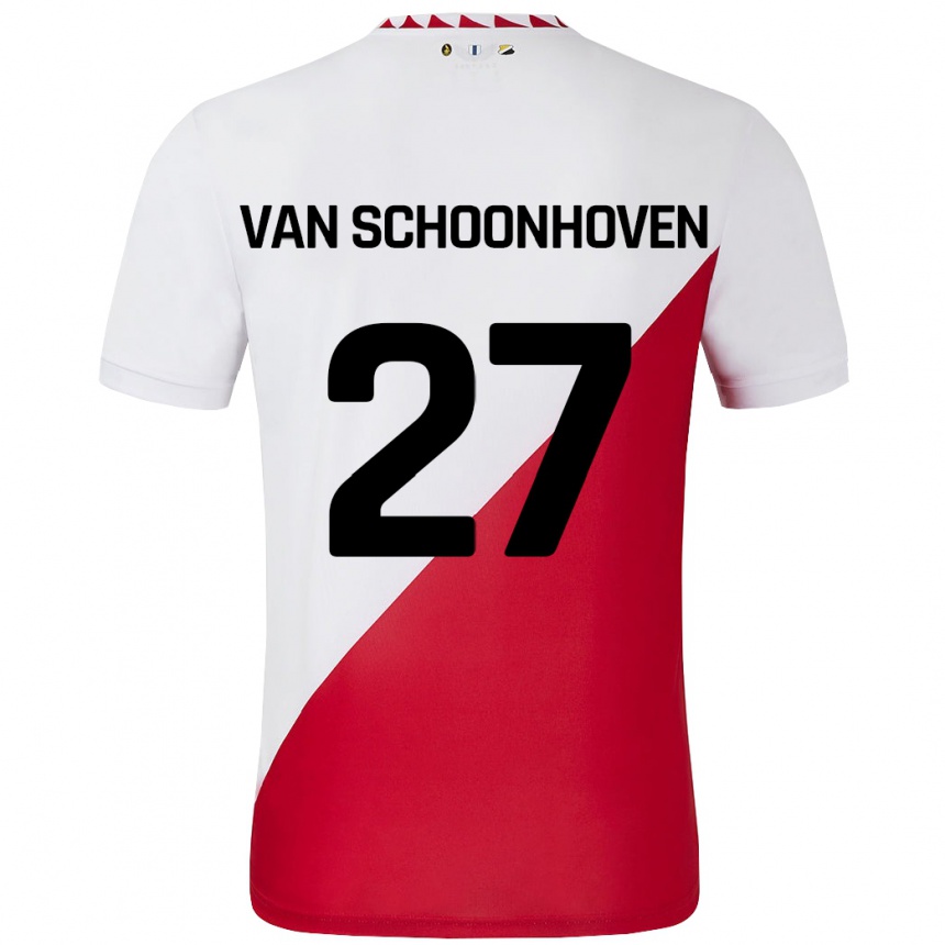 Kids Football Nurija Van Schoonhoven #27 White Red Home Jersey 2024/25 T-Shirt