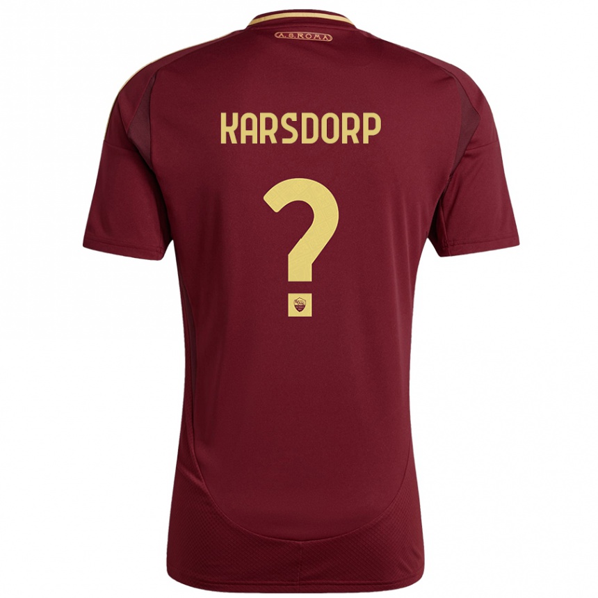 Kids Football Rick Karsdorp #0 Red Brown Gold Home Jersey 2024/25 T-Shirt