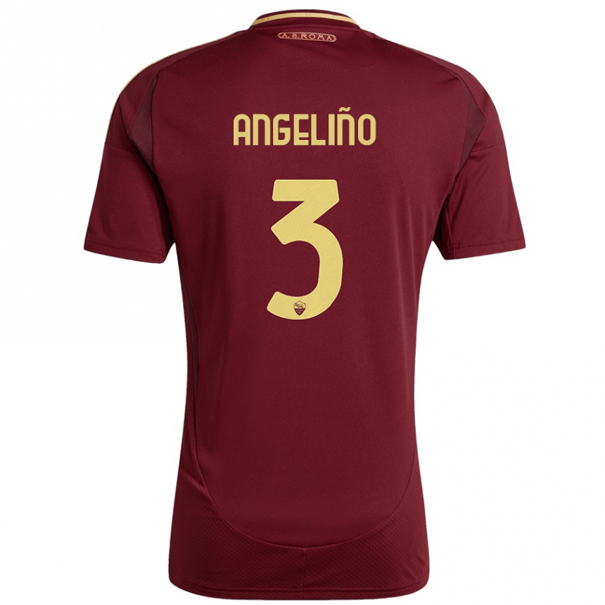 Kids Football Angeliño #3 Red Brown Gold Home Jersey 2024/25 T-Shirt