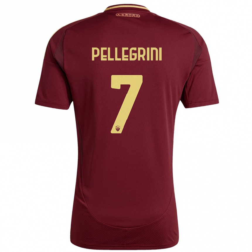 Kids Football Lorenzo Pellegrini #7 Red Brown Gold Home Jersey 2024/25 T-Shirt