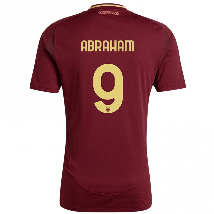 Kids Football Tammy Abraham #9 Red Brown Gold Home Jersey 2024/25 T-Shirt