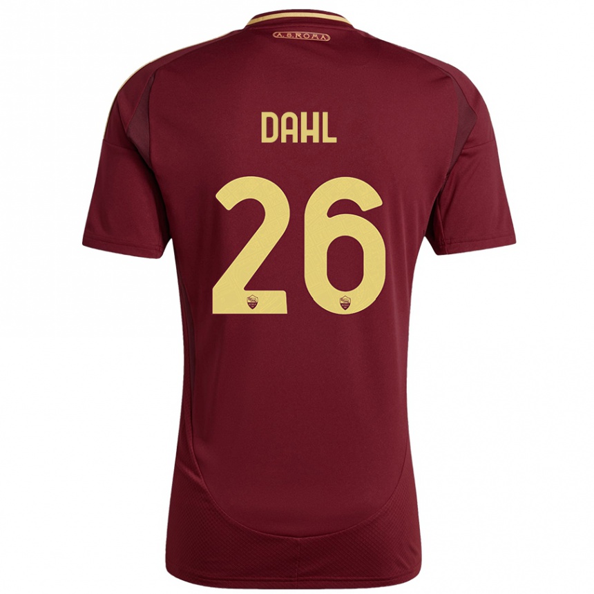 Kids Football Samuel Dahl #26 Red Brown Gold Home Jersey 2024/25 T-Shirt