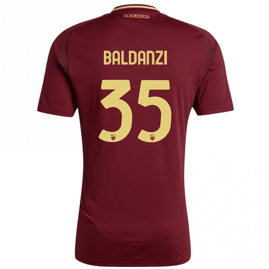 Kids Football Tommaso Baldanzi #35 Red Brown Gold Home Jersey 2024/25 T-Shirt