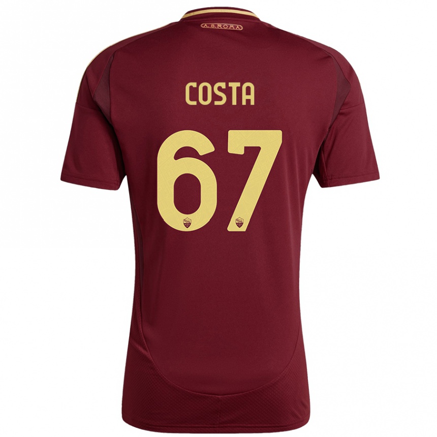 Kids Football João Costa #67 Red Brown Gold Home Jersey 2024/25 T-Shirt