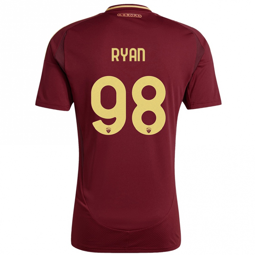 Kids Football Mathew Ryan #98 Red Brown Gold Home Jersey 2024/25 T-Shirt