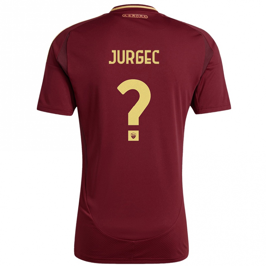 Kids Football Jan Jurgec #0 Red Brown Gold Home Jersey 2024/25 T-Shirt