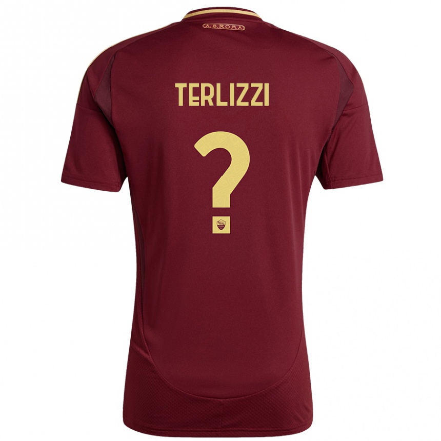 Kids Football Federico Terlizzi #0 Red Brown Gold Home Jersey 2024/25 T-Shirt