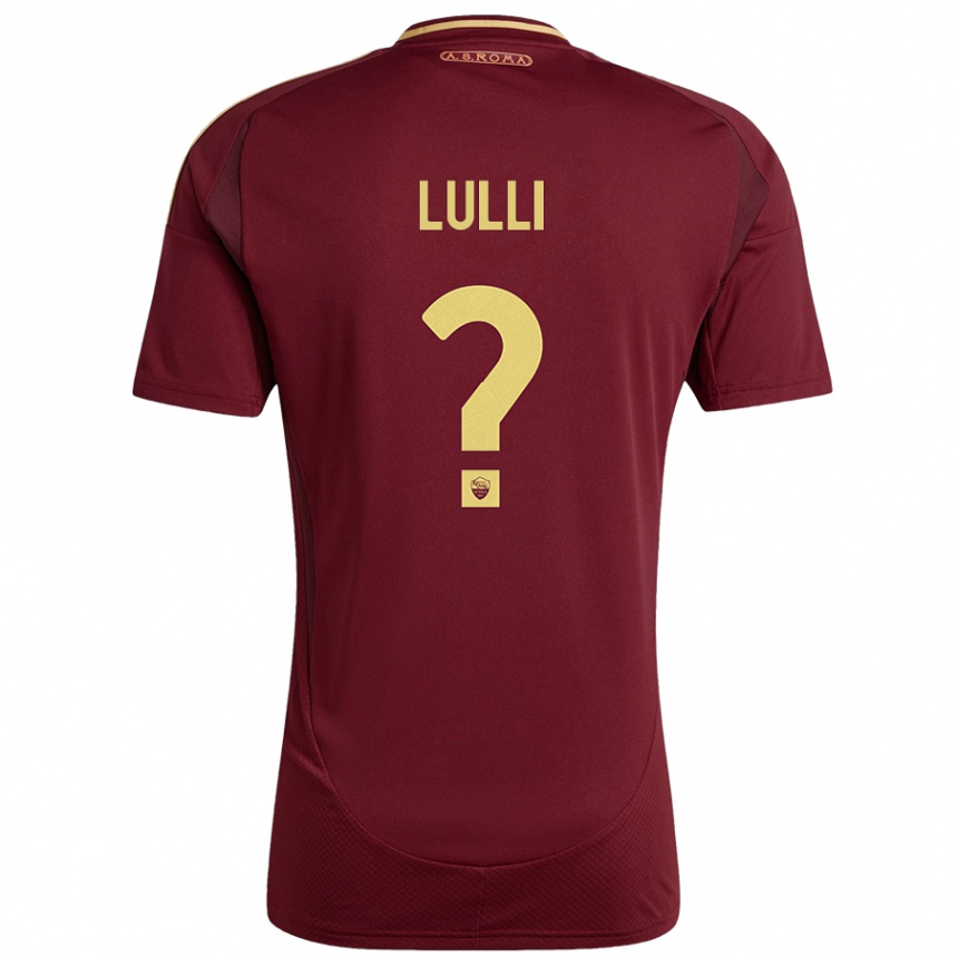 Kids Football Emanuele Lulli #0 Red Brown Gold Home Jersey 2024/25 T-Shirt