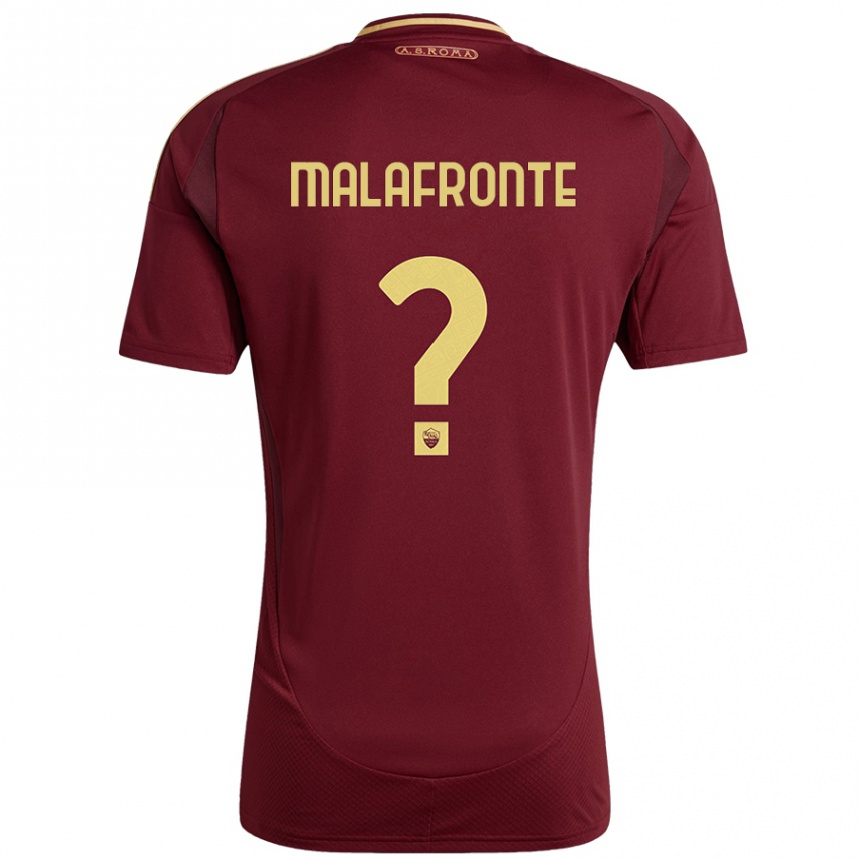 Kids Football Matteo Malafronte #0 Red Brown Gold Home Jersey 2024/25 T-Shirt