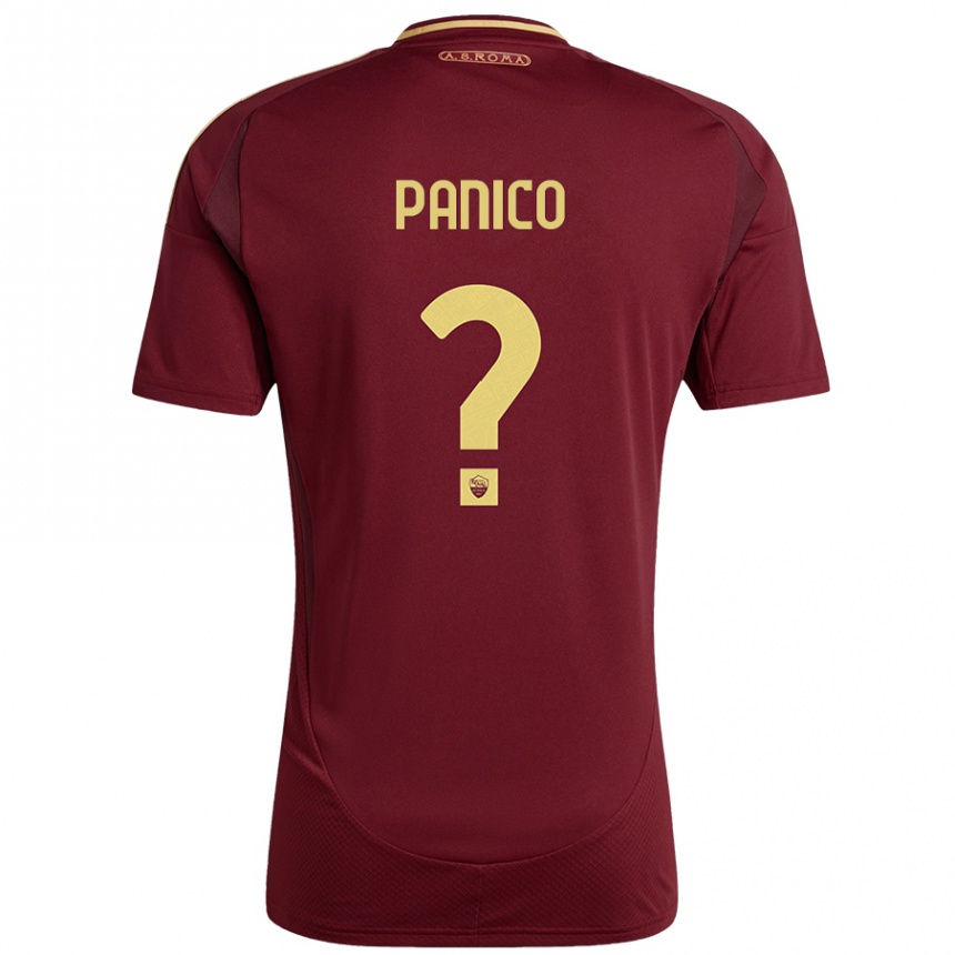 Kids Football Francesco Panico #0 Red Brown Gold Home Jersey 2024/25 T-Shirt