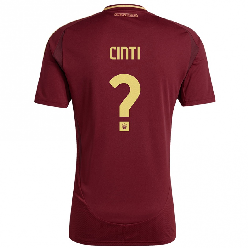 Kids Football Valerio Cinti #0 Red Brown Gold Home Jersey 2024/25 T-Shirt