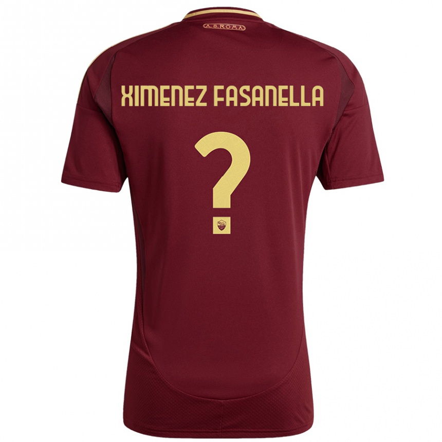 Kids Football Rafael Ximenez Fasanella #0 Red Brown Gold Home Jersey 2024/25 T-Shirt