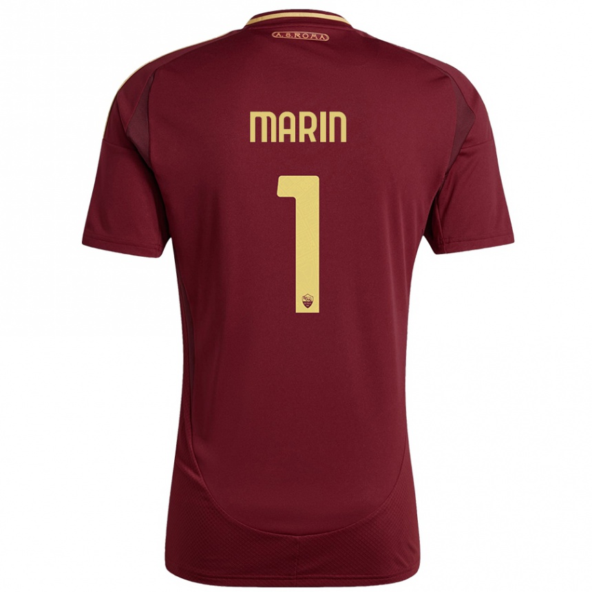 Kids Football Renato Marin #1 Red Brown Gold Home Jersey 2024/25 T-Shirt