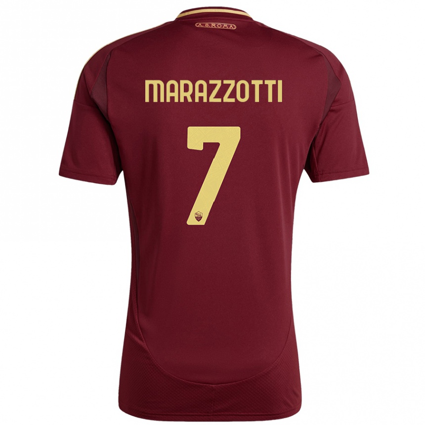 Kids Football Fabrizio Marazzotti #7 Red Brown Gold Home Jersey 2024/25 T-Shirt