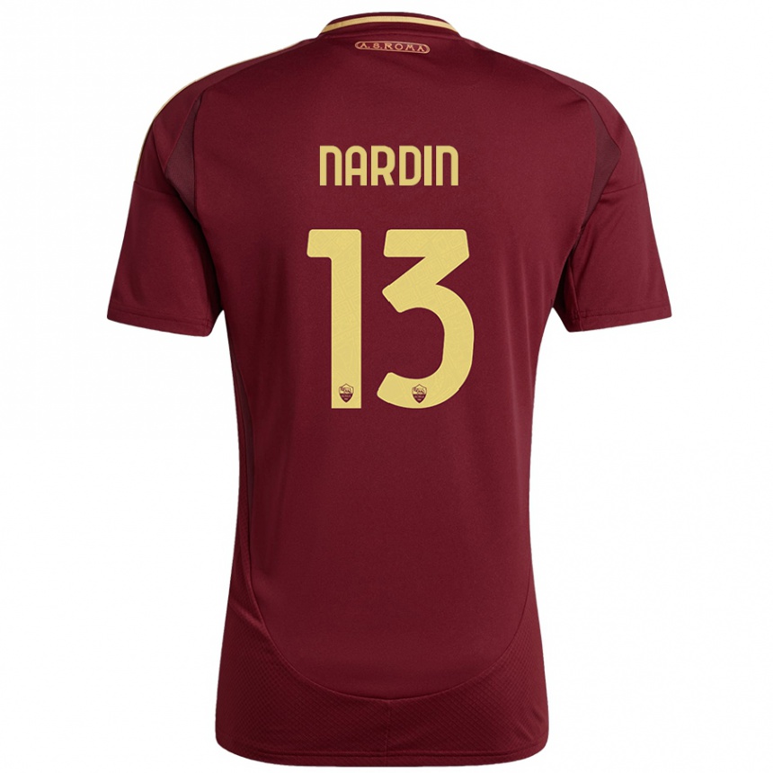 Kids Football Federico Nardin #13 Red Brown Gold Home Jersey 2024/25 T-Shirt