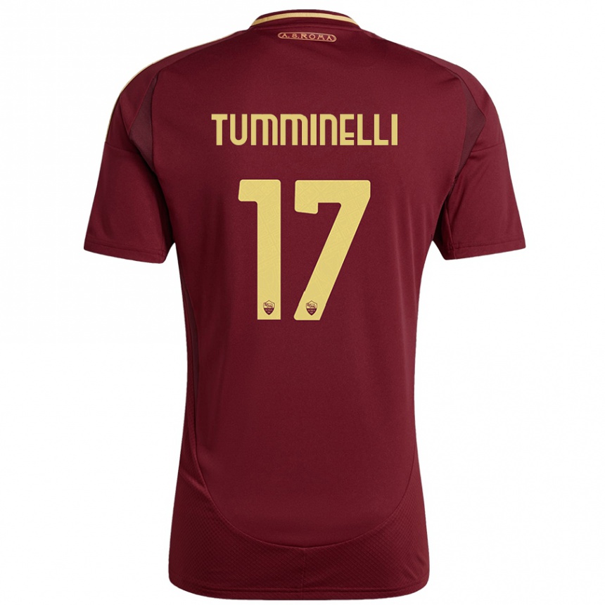 Kids Football Gianmarco Tumminelli #17 Red Brown Gold Home Jersey 2024/25 T-Shirt