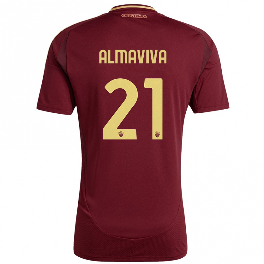 Kids Football Mattia Almaviva #21 Red Brown Gold Home Jersey 2024/25 T-Shirt