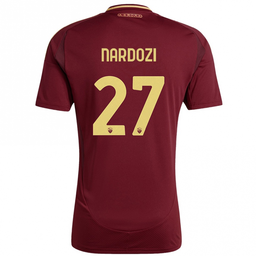 Kids Football Manuel Nardozi #27 Red Brown Gold Home Jersey 2024/25 T-Shirt