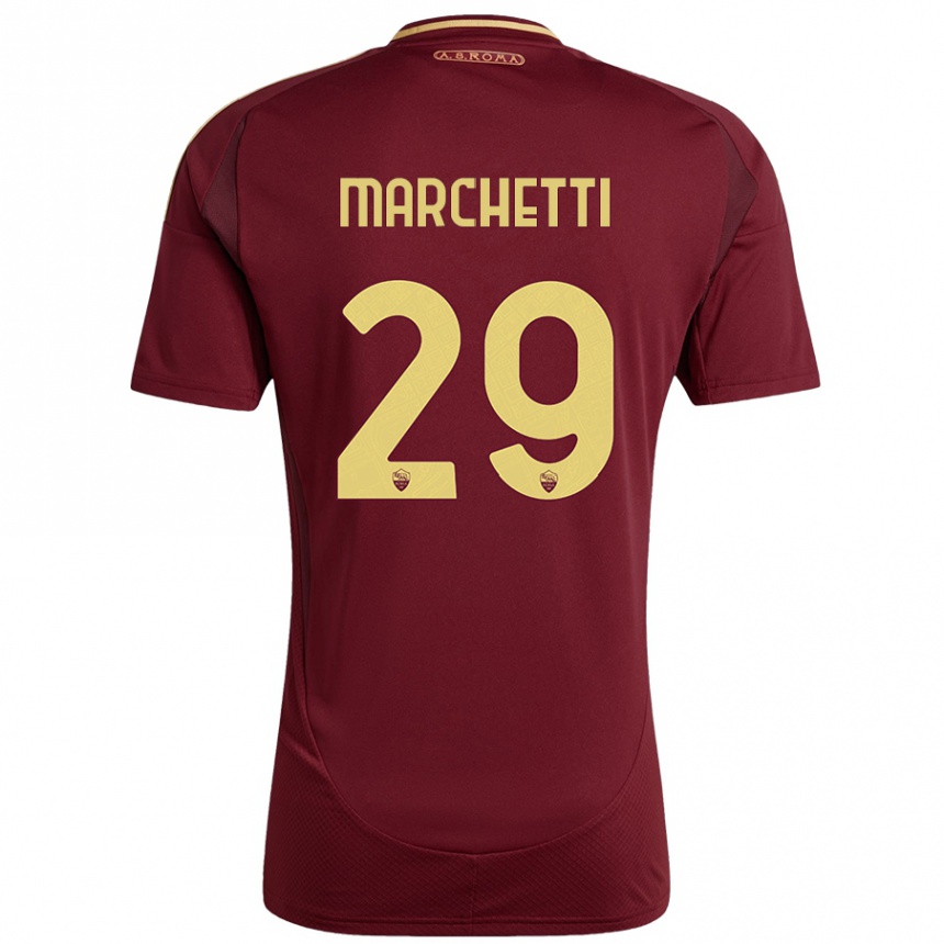 Kids Football Tommaso Marchetti #29 Red Brown Gold Home Jersey 2024/25 T-Shirt