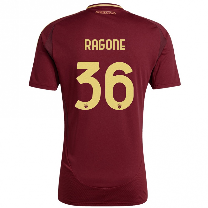 Kids Football Diego Ragone #36 Red Brown Gold Home Jersey 2024/25 T-Shirt