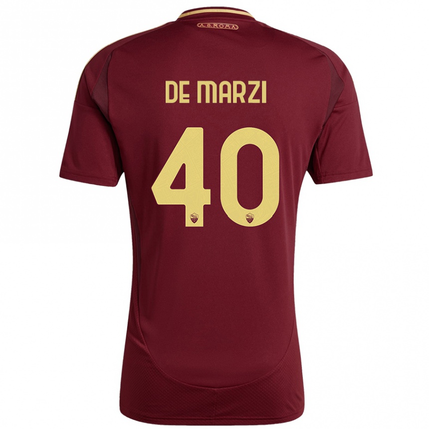 Kids Football Giorgio De Marzi #40 Red Brown Gold Home Jersey 2024/25 T-Shirt