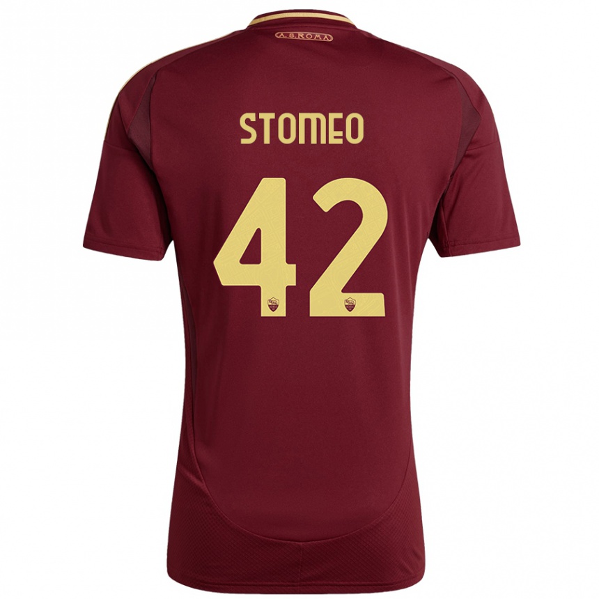 Kids Football Giorgio Stomeo #42 Red Brown Gold Home Jersey 2024/25 T-Shirt