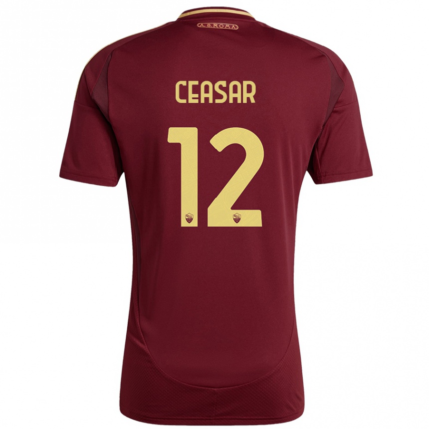 Kids Football Camelia Ceasar #12 Red Brown Gold Home Jersey 2024/25 T-Shirt