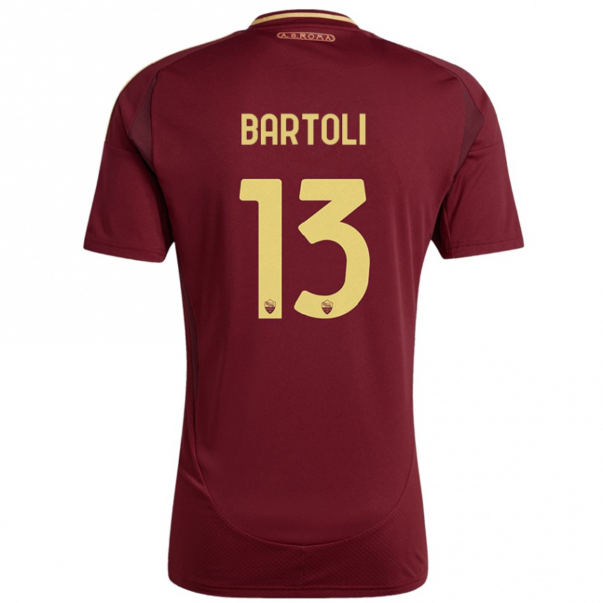 Kids Football Elisa Bartoli #13 Red Brown Gold Home Jersey 2024/25 T-Shirt