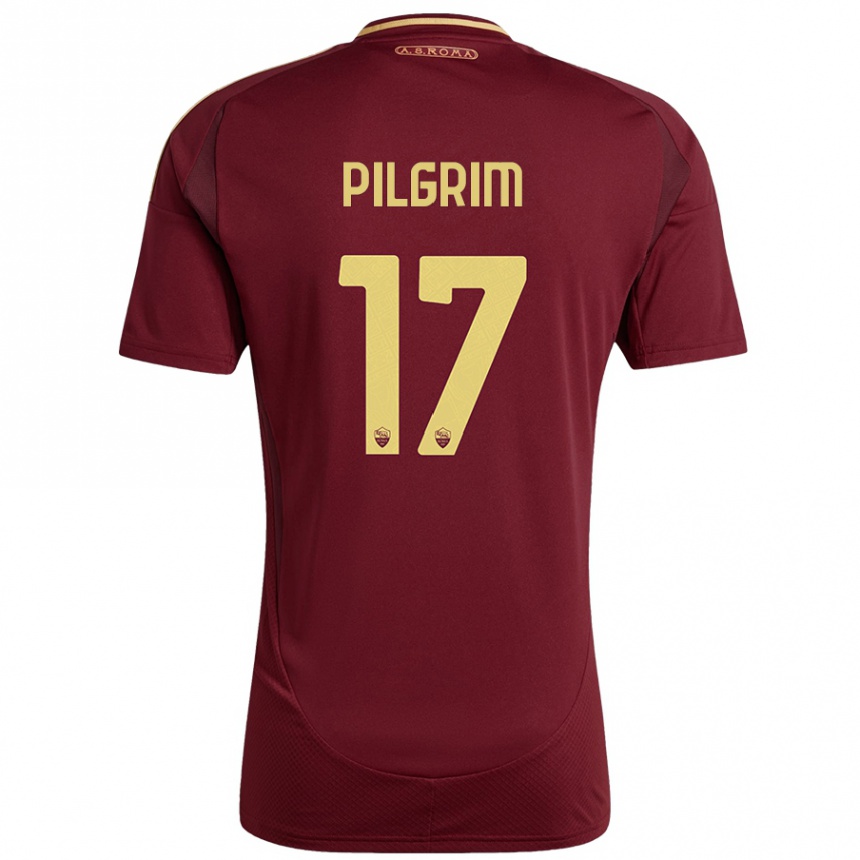 Kids Football Alayah Pilgrim #17 Red Brown Gold Home Jersey 2024/25 T-Shirt