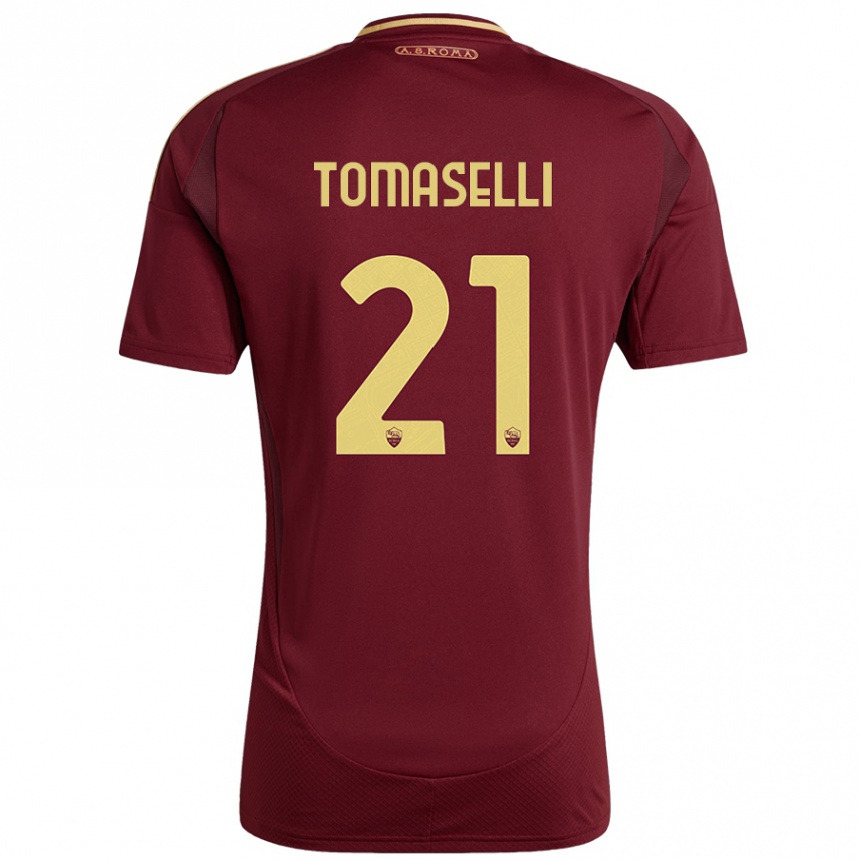 Kids Football Martina Tomaselli #21 Red Brown Gold Home Jersey 2024/25 T-Shirt