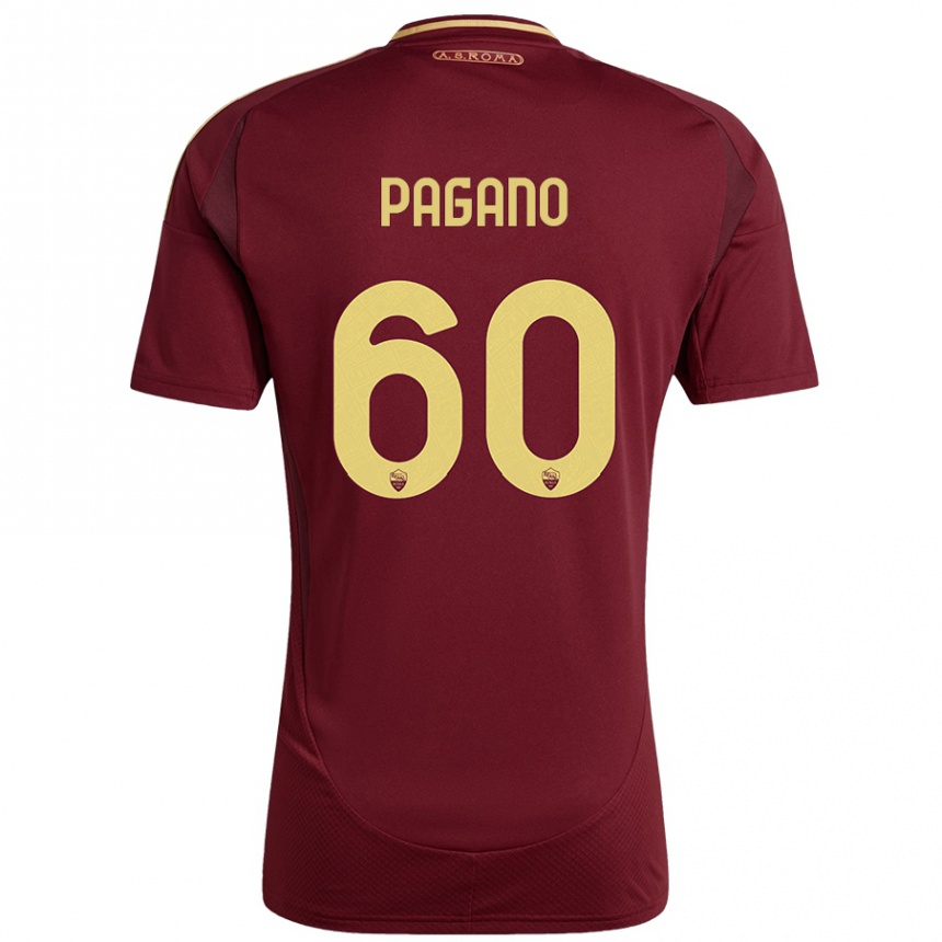 Kids Football Riccardo Pagano #60 Red Brown Gold Home Jersey 2024/25 T-Shirt