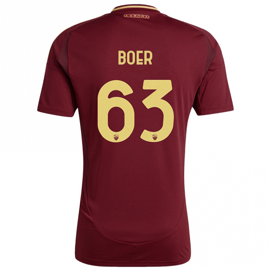 Kids Football Pietro Boer #63 Red Brown Gold Home Jersey 2024/25 T-Shirt