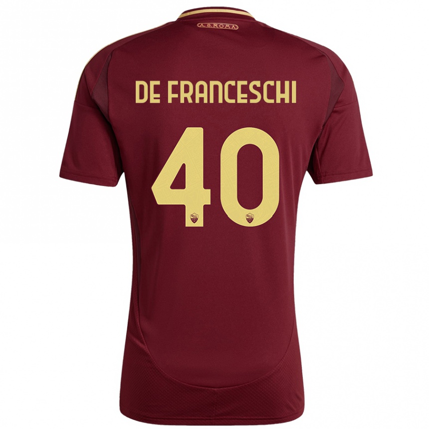 Kids Football Leonardo De Franceschi #40 Red Brown Gold Home Jersey 2024/25 T-Shirt