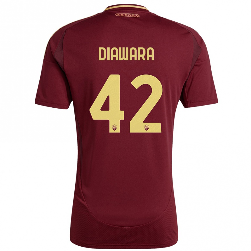 Kids Football Amadou Diawara #42 Red Brown Gold Home Jersey 2024/25 T-Shirt