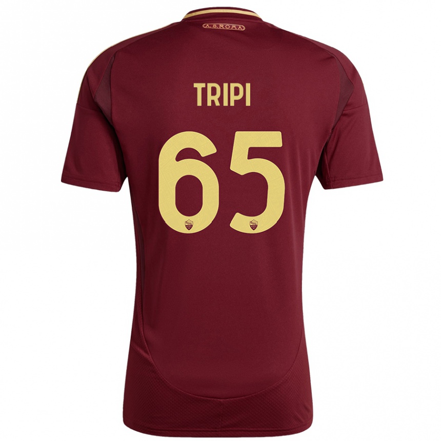 Kids Football Filippo Tripi #65 Red Brown Gold Home Jersey 2024/25 T-Shirt