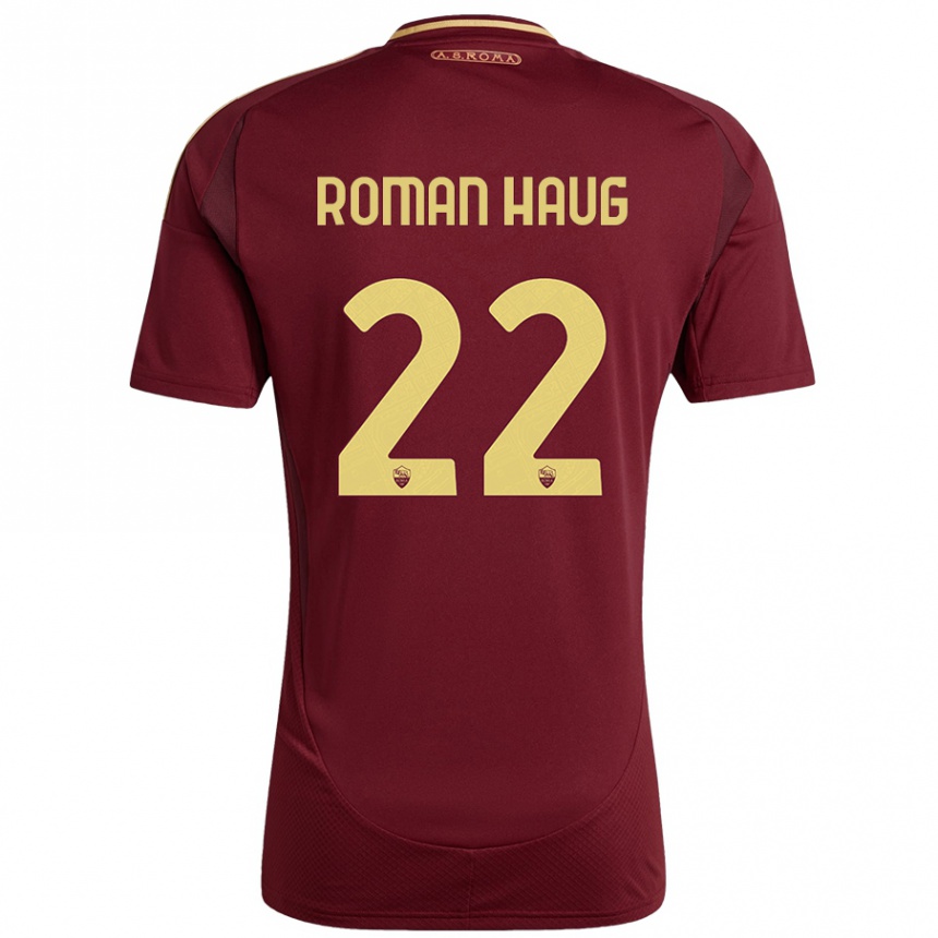 Kids Football Sophie Roman Haug #22 Red Brown Gold Home Jersey 2024/25 T-Shirt